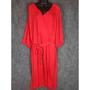 Draper James RSVP Red Wrap Dress Women 3X Plus Size Tie Belt Midi Casual Chic‎